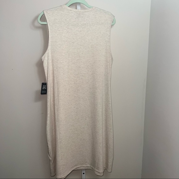 068 Express Soft Twist Front Sleeveless T-Shirt Dress Gray Cream Size XL - Picture 4 of 11
